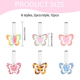 CHGCRAFT Pack of 12 6 Styles Canvas High Top Shoe Charm Acrylic Butterfly Shoes Charm with Brass Clips for Trainers DIY Casual Shoe Laces Charms Accessories, Brass