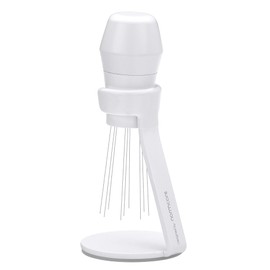 Normcore WDT Tool V3 - Herramienta de distribución espresso con soporte - Agitador de expreso de aguja de 9 puntas - Agujas personalizadas de 0,25 mm / 0,3 mm de grosor, mango magnético integrado con soporte, revestimiento antiadherente blanco