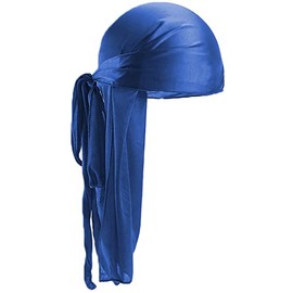 Blue Durag Silky Feel Doo Head Wrap Bandana Soft Cap Unisex Mens Womens Wrap One Size Royal Blue Plain Durags