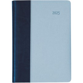 Zettler - Book Calendar Premium 2025 Blue/Azure, 15 x 21 cm, Pocket Calendar in Tucson Cover with 416 Pages, 1 Day on 1 Page, Address Part, Monthly Overview, Moon Phases and International Calendar
