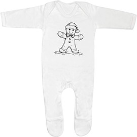 Azeeda 6-12 Month 'Cute Gingerbread Man with Christmas Hat' Baby Romper Jumpsuit/Sleep Suit (SS00096881)