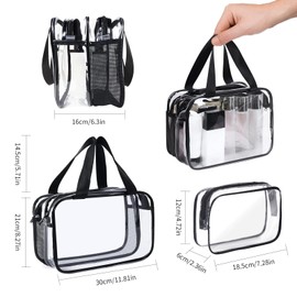 TAIXING Clear Travel Toiletries Bag, Waterproof Clear Make Up Bag, Large Clear Cosmetic Bag with Small Clear Makeup Bags, Double Layer Dry and Wet Separation Clear Toiletry Bag for Women