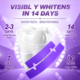 Purple Teeth Whitening Strips 28 Counts, Teeth Whitening Gel for Surface Stains - Coffee & Wine Stains, Supports Enamel Care, No Sensitivity, No Slip, Easy to Apply, Noticeable Whitening in 7 Days