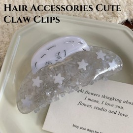 Moon Hair Claw Clips,Hair Claw Clips,Hair Clips for Thick Hai-r,Hai-r Claws Strong Hold Barrette,Ha-ir Accessories Cute C-law Clips,Ha-ir Accessories for Women,H-air Styling Acces-sories,H-air Cli-ps
