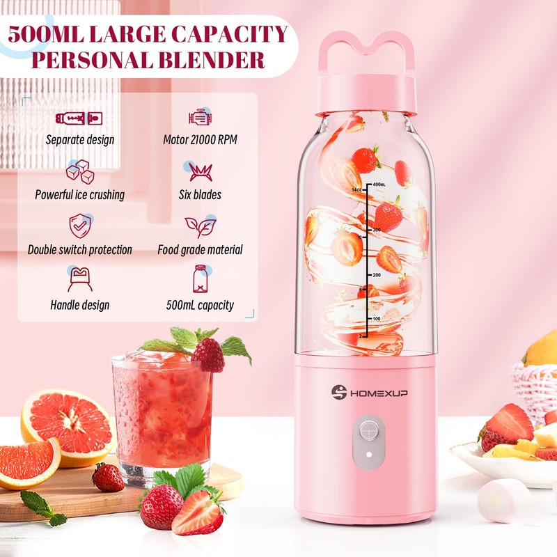 2PCS Portable Personal Blender 17 OZ/500 ML Juicer, 175W Personal