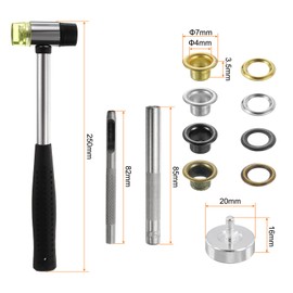 HARFINGTON 240pcs Grommet Eyelets Tool Kit 4mm Metal Grommet Kit with Installation Setter Tools for Shoes Clothes Leather Fabric Belt DIY, Gold,Silver,Gunmetal,Bronze