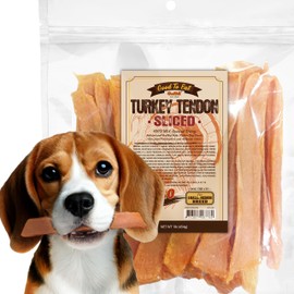 Gootoe Turkey Tendon Dog Treats– 100% USA-Sourced, Natural Snack, Premium Training Chews, Hypoallergenic, Resealable Value Bag, for Medium Dogs, 7 Inch Slice Jumbo Pack, 1 lb (Pack of 1)