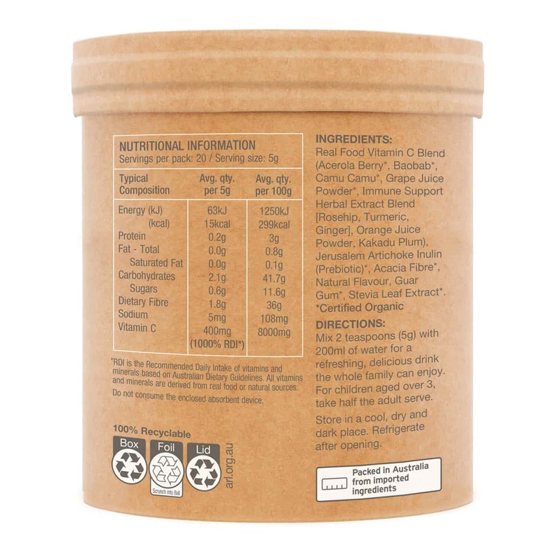 Amazonia Raw Organic Vitamin C - PassionFruit, 100g