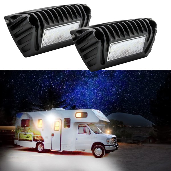 RV LED Exterior Lights, 12V 24V RV Porch Awning Light RVs Led Scene Lighting Fixture Replacement Kits for Trailers Campers Travel Towing Utility Vehicles