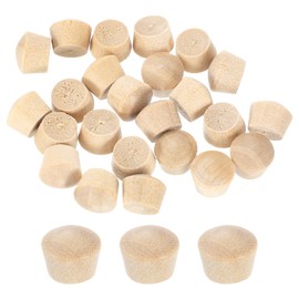 sourcing map 36Pcs Wood Button Plugs, 7.5mm/0.3" Flat Head Hardwood Screw Hole Plug Wooden Caps Buttons Wood Plug for Furniture Woodworking Craft Decor (9mm x 7.5mm)