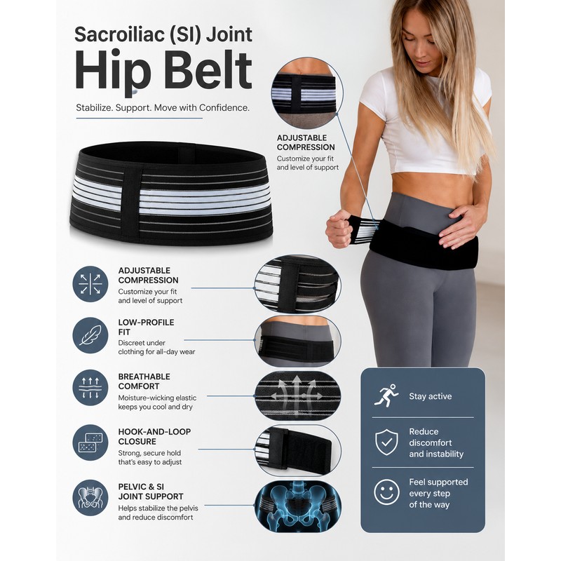 Adjustable SI Joint Support Belt for Daily Wear – Low-Profile