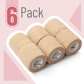 Mr. Pen Mr. Pen- Self Adhesive Bandage Wrap, 6 Pack, Skin Colored, 2 x 5 Yards, Cohesive Bandages, Medical Wrap, Elastic Bandage Wrap, Self Sticking Bandage Tape