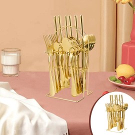 24 Pcs Goldware Set for 6 Stainless Steel Flatware Cutlery Utensil Kitchen Kit