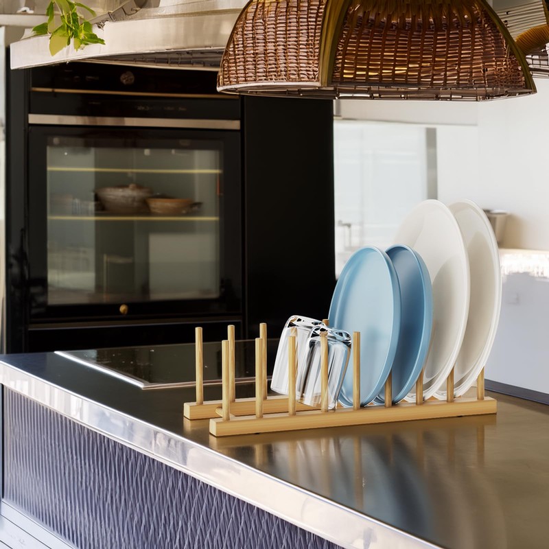 Mukylar Bamboo Dish Drying Rack for Kitchen Organizer-Sturdy Plate Rack