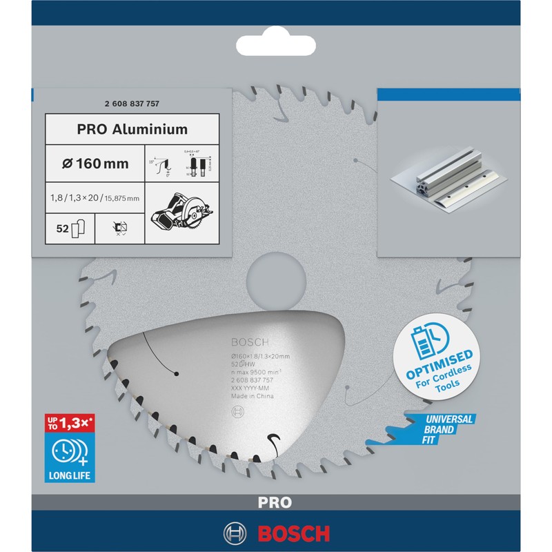 Bosch 1x PRO Aluminium Circular Saw Blade for Cordless Hand-Held