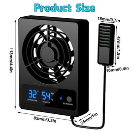 Silkwish Reptile Cooling Fan, Reptile Ventilation Fan, Intelligent Fan Reptile Cage Temperature Meter and Humidity Meter with LED Display for Reptiles Amphibians Snakes