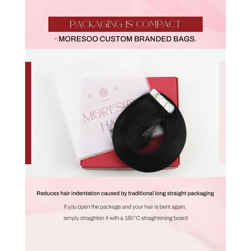 Moresoo Tape in Hair Extensions Real Human Hair Roots Darkest