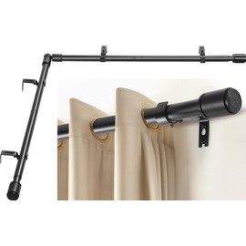 Anndason Heavy Duty 1 Inch Corner Curtain Rods Set 30-76 Inch Curtain Rod for Windows L Shaped Curtain Rods Window Curtain Rods Set (Black)