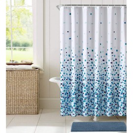 Funny Colorful Blue Ombre Bathroom Fabric Shower Curtain with Hooks,Unique 3D Printing,Decorative Bathroom Accessories,Water Proof,Reinforced Metal Grommets 72x72 Inches