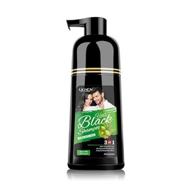 Lichen Professional 5-Min Fast Dyeing Hair Shampoo – 3-in-1 Herbal Formula for 100% Grey Coverage – Ammonia-Free, Long-Lasting Color – 400ml (Black)