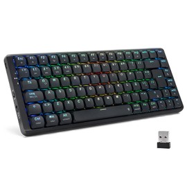 TERPORT Z11 Teclado Mecánico 75% Español Low Profile Ultrafino 85 Teclas | E190 Teclado Inalámbrico con Triple Modos de Conexión, Switches Rojos Hot‑Swap, Recargable y Programable Para Win y Mac