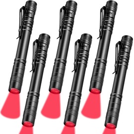 Tuanse 6 Pcs Red Light Flashlight Red LED Flashlight Pen Light Bright Torch for Night Astronomy Aviation Observation Turtle Safe Beach