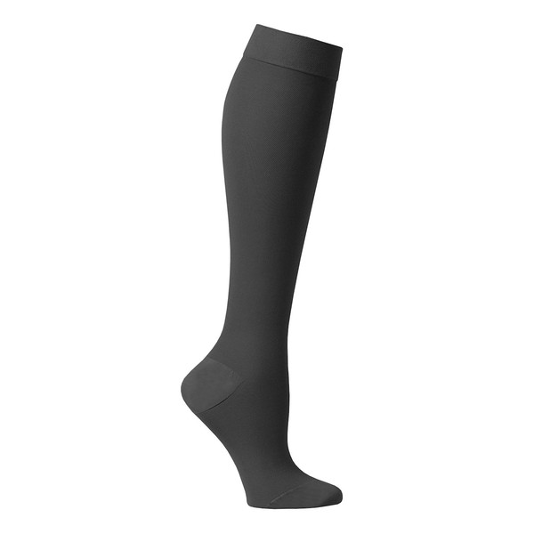 Support Plus Womens Firm Compression Hose - Opaque Knee High, Petite Stockings - Black - Small