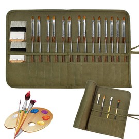 skytowards 30 Compartments Pencil Roll Pencil Case Canvas Brush Bag 49 x 33 cm Pen Case Roll Pen Holder Bag Brush Case Army Green Brush Case Brush Roll for Artist Sketching
