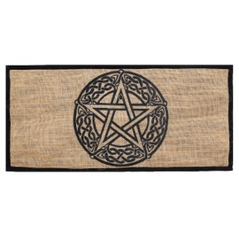 Indian Consigners Altar Cloth - Witchcraft Supplies, Wiccan Altar Tools, Tarot Spread - Witch Pagan Decor, Witchy Gifts - Celtic Pentagram - Organic Burlap with Fabric Backing - 24"x12"