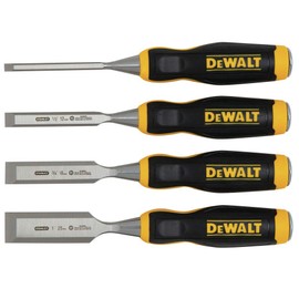 DEWALT Juego de Formones para Madera 4 Piezas, Acero al Carbono Cromado con Mango ergonomico, DWHT16063