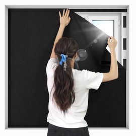 BKSAI No Drill Blackout Blind, Portable Blackout Blinds Stick on for Windows Fits Any Size Shape, Upgraded Blackout Material Cover, Blackout Curtains for Bedroom Baby’s Room (Black, 100x150cm)