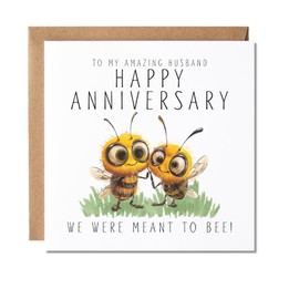Maise & Rose Husband Anniversary Card | Anniversary Card For Amazing Husband | Wedding Anniversary Card For Husband | We Were Ment To Bee | P174
