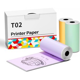 Zoolion T02 Thermal Printer Paper Rolls 50mm*35m, 3 Rolls of Mini Printer Sticker Paper for Sticker Maker T02/M02X/M02L, Thermal Label for Doodle Dash, Notes, Memo & DIY.