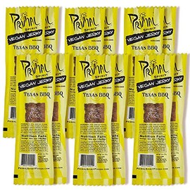 Primal Spirit Vegan Jerky – “Classic Flavor” – Texas BBQ, 10 g. Plant Based Protein, Certified Non-GMO, No Preservatives, Sports Friendly Packaging (12 Pack, 1 oz)