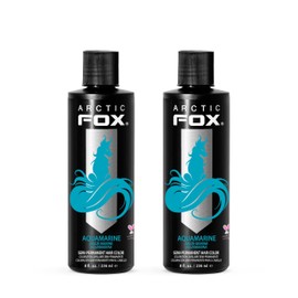 Arctic Fox Semi-Permanent Hair Dye, Aquamarine Blue, Vegan & Cruelty-Free, Conditioning Color, Ammonia-Free, Peroxide-Free, For All Hair Types, Vibrant Teal Tint, 8 Fl Oz (Pack of 2)