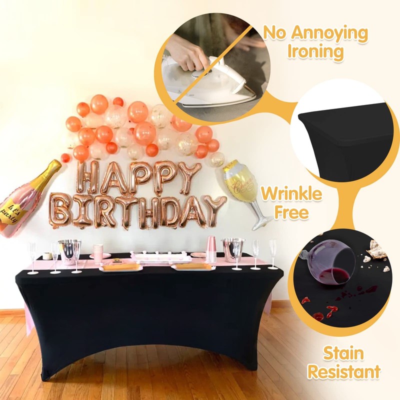 BRILLMAX BRILLMAX 6 Pack Black Fitted Spandex Table Covers -