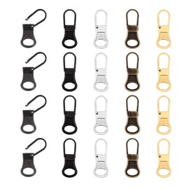 20pcs Zipper Pull Replacement, Detachable Mental Zipper Pull Tab Repair Mixed-Color Luggage Zipper Head Zipper Slider Handle for Clothing Jackets Backpack Shoes Suitcase