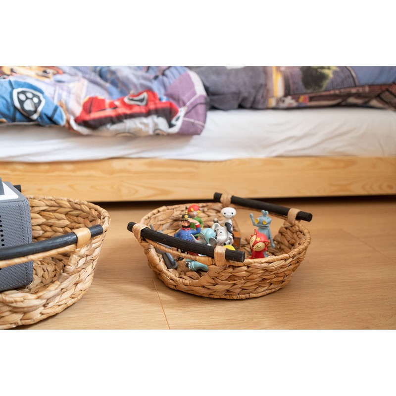 Decorasian Woven Water Hyacinth Storage Basket with Handles - Gift