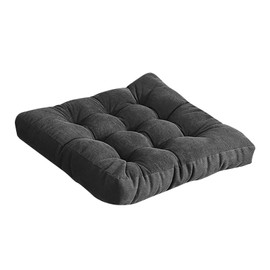 Corduroy Solid Chair Pad Square Floor Tatami Mat Cushion for Dining Chairs Kitchen Indoor Black 40x40cm