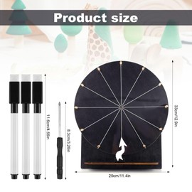 Wooden Spinning Wheel, 11.4inch Prize Wheel Spinning Prize Wheel Tabletop Spinner Raffle Wheel Roulette Wheel for Fortune Game Prizes Carnival Trade Show (Black)