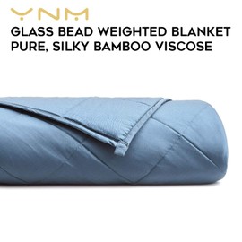 YnM Bamboo Weighted Blanket — 100% Cooling Bamboo Viscose Oeko-Tex Certified Material with Premium Glass Beads (Blue Grey, 48''x72'' 20lbs), Suit for One Person(~190lb) Use on Twin/Full Bed