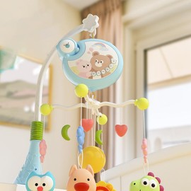 Cute Baby Crib Toy with Music & Light, Baby Hanging Sensory Toy for Cribs, Nursery Musical Light Up Toy for Bassinets Toy with Time Setting Function, Hanging Newborn Infant Girls Boys Toys, Rattle Maracas Sensory:_Pink_1 Box
