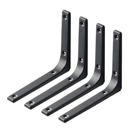 YIAGUN Shelf Brackets 100mm*100mm Premium Right Angle Corner Brackets for Shelf – Support Shelving Brackets for Wall Hanging – Heavy-Duty Steel Angle Brackets for Floating Shelves (Black 4 Pcs)