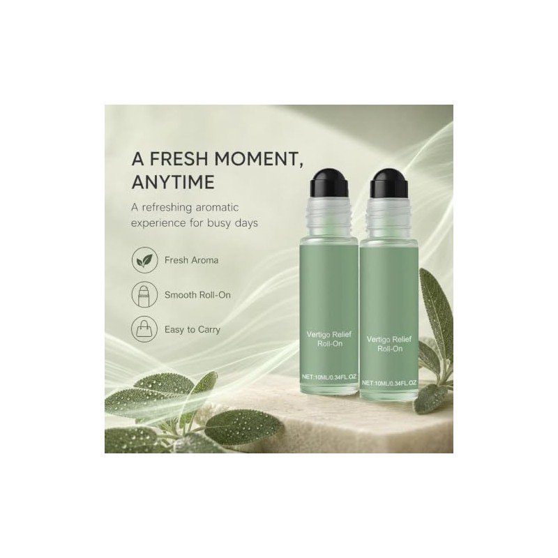 Vert-igo Relief Roll-On, Natural Essential Oils, Portable Travel Rollerball