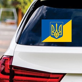 I Stand with Ukraine Sticker Vinyl Decal - We Stand with Ukraine Vinyl Sticker, Support Ukraine, Ukrainian Flag Bumper Sticker, VP318-6" x 4.5"