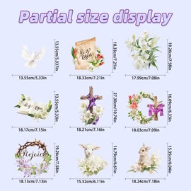 KIKISML Easter Window Clings Stickers 56pcs, Easter Cross Color Sheep Lily Butterfly Wreath Window Stickers Decor, 9 Sheets Static Sticker for School Home Office Party Accessory Supplies