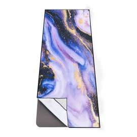 QIYI Large Yoga Mat Towel with Corner Pockets, Non Slip Sweat Absorbent Hot Yoga Towels, Soft Yoga Blankets with Travel Bag, Skidless Mat Cover for Workout, Gym, Fitness - 74"x26", Purple & Pink Grain