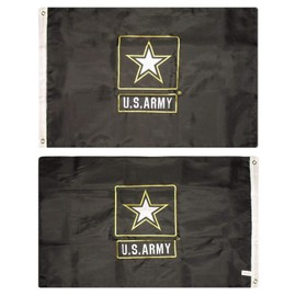 JumpingLight 2x3 Embroidered Black U.S. Army Star 210D Nylon Double Sided Flag 2 Clips - Quality Flags