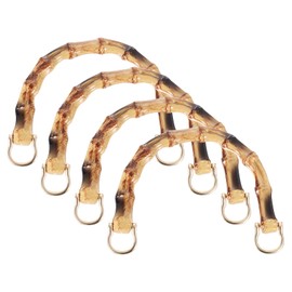 PATIKIL Bamboo Purse Handles, 4 Pcs U-Shaped Replacement Handmade Handbag Handles with Metal Buckle for Tote Bag Purse Making Decorations, Wood