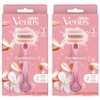 Venus Genuine Comfort Glide White Tee Women's Razor + 2 Razor Blades, Mixed Colors, 2 Pieces / Venus 정품 컴포트 글라이드 화이트티 여성용 면도기 + 면도날 2입, 혼합색상, 2개